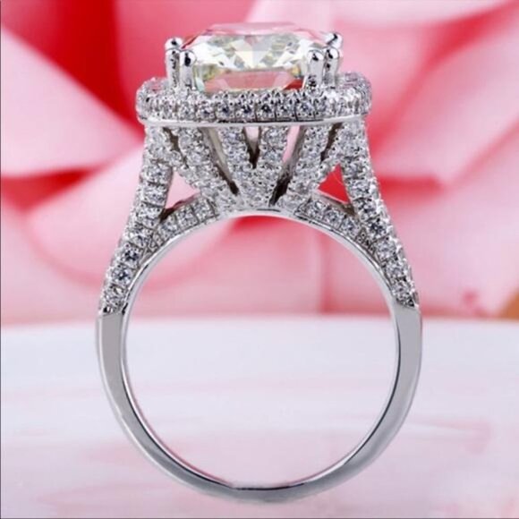 NEW 925 STERLING SILVER HALO DOME ENGAGEMENT RING - Picture 7 of 7